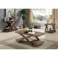Loon Peak Saunders Transitional Wooden 3 Piece Coffee Table Set
