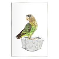 Stupell Industries Stupell Industries Parrot Perched Toilet Paper Rolls Framed Floater Canvas Wall Art By Annalisa Latel