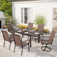 Lark Manor Alyah 6-8 Person Metal Patio Dining Set With Extendable Table