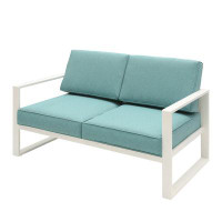 Ebern Designs "aluminum Comfy 2 Seat Twin Green Couch For Outdoor Furniture"
