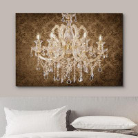 IDEA4WALL Vintage Brown White Crystal Chandelier Decor Lights Stylish Contemporary Relax Calm Wall Art