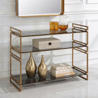 Mercer41 Mercer41 Stacked Up Gray Glass Console Table