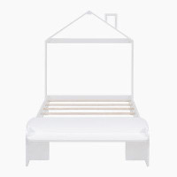 Red Barrel Studio Wood Platform Bed with House-shaped Headboard and Footboard Bench