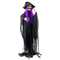 The Holiday Aisle® 6 Feet. Belladonna's Purple Haired Witch With Animated Eyes | Indoor Or Outdoor Halloween Decoration