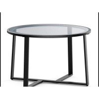 MR 27.6" Round Coffee Table with Tempered Glass Surface, Centre Table for Living Room WQLY322-W1982128147