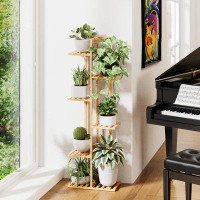 Wildon Home® Angelah Rectangular Multi-Tiered Bamboo Solid Wood Plant Stand