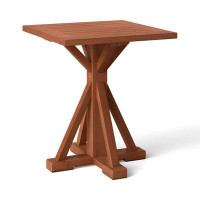 Gracie Oaks Morie Wood Patio Side Table Portable Outdoor For Backyard Conversation Garden