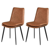 Corrigan Studio Fatimata Coffee and Matte Black Padded Seat Side Chairs