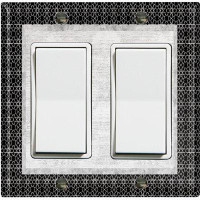 WorldAcc Metal Light Switch Plate Outlet Cover (Geometric Shape Gray Frame - Double Rocker)