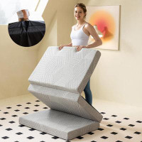 Rubbermaid 4 Inch Folding Mattress Single With Storage Bag Trifolding Gel Memory Foam Mattress Topper, Certipur-US Certi