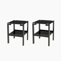 Latitude Run® 2-Piece Black Side Table , 2-Tier Space End Table, Sofa Table, Side Table With Storage Shelves