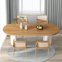 PULOSK 4 - Person Burlywood Oval Solid Wood Dining Table Set