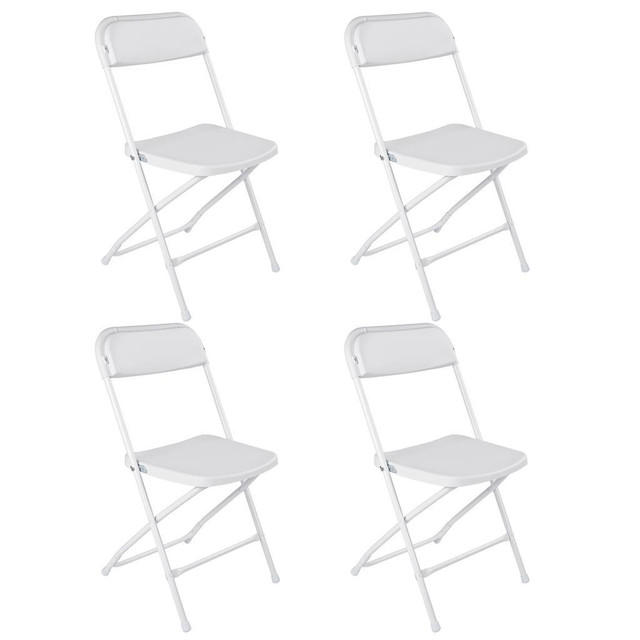 NEW 4 PACK PLASTIC FOLDING CHAIR WHITE 350 LBS 568097 in Other in Alberta
