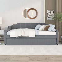 Wildon Home® Full Size Upholstery Daybed With Trundle And USB Charging Design,Trundle Can Be Flat Or Erected
