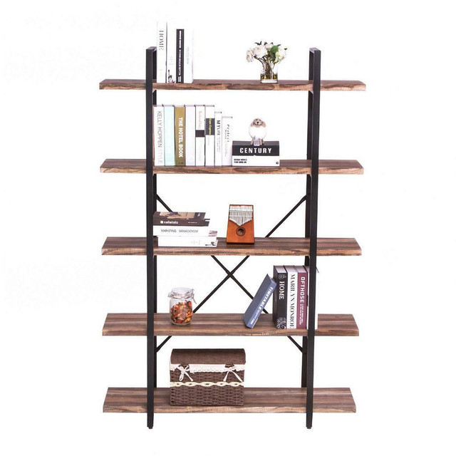 NEW 5 TIER BOOKSHELF &amp; BOOKCASE RUSTIC HOME OFFICE RBSRW in Bookcases & Shelving Units in Alberta - Image 2