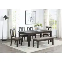 Wildon Home® Transitional Style 6Pc Dining Room Set, Dining Table With Leaf 1X Bench And 4X Side Chairs