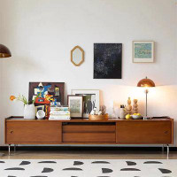 LORENZO Solid wood retro TV cabinet household storage cabinet light luxury simple style