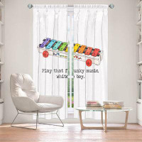 East Urban Home Lined Window Curtains 2-panel Set for Window Size 40" x 52" Marley Ungaro - Toys Xylophone White Boy