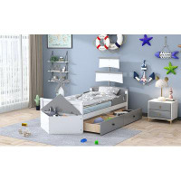 Zoomie Kids Twin Size Boat-Shaped Platform Bed With 2 Drawers