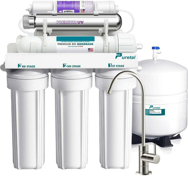 NEW 7 STAGE 75 GPD ULTRA SAFE REVERSE OSMOSIS DRINKING WATER PURIFIER 1214RS in Other in Regina