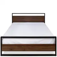 17 Stories Structure de lit plateforme en bois de taille grand lit de ferme avec pied de lit
