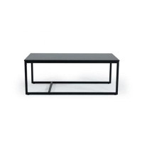 HomeRoots 47" Black And Black Marble Stone Rectangular Coffee Table