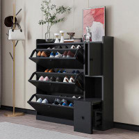 Hokku Designs Versatile Shoe Cabinet With 3 Flip Drawers, Maximum Storage Entryway Organizer With Drawer, Free Standing