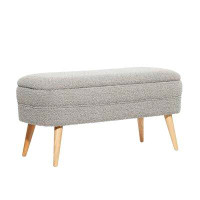 AllModern Atchison Wood Upholstered Storage Bench with Wood Legs 40" x 16" x 19"