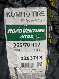 4 Brand New Kumho Road Venture AT52 265/70R17 tires.   True 4 Season Tires  $80 REBATE!! *** WallToWallTires.com ***