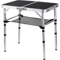 Arlmont & Co. Camping Table With Table Cloth Portable Small Folding Alumiumum Table Adjustable Height With 2 Hooks Easy