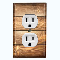 WorldAcc Metal Light Switch Plate Outlet Cover (Brown Fence - Single Duplex)
