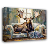 Red Barrel Studio Moose-Couch-Giclee on Gallery Wrapped Canvas by Steven Chambers