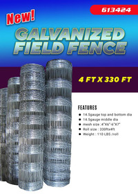 NEW 330 FT 4 FT GALVANIZED FIELD FENCE 613424