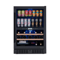 Newair Newair Wine and Beverage Refrigerator, 24 Bottles and 100 Cans, Dual Zone, Black Stainless Steel