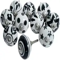 dudki Anantam Ceramic Knobs And Pulls For Dresser Drawers Black And Grey, 10 Pcs…