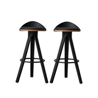 Recon Furniture 27.56"Modern Minimalist Bar Stool With Leather Cushion (Set of 2)