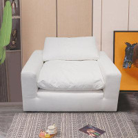 Latitude Run® Milo White Fabric Wide Armchair
