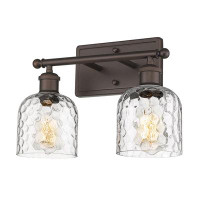 Breakwater Bay 2-Light DimmableVanity Light Hammered Glass Dome Shade Oil Rubbed Bronze Finish