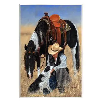 Stupell Industries Cowboy with Dog & Horse Wall Plaque Art by Victoria Schultz