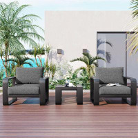 Latitude Run® 3-Pieces Aluminum Frame Patio Furniture With 6.7" Thick Cushion And Coffee Table