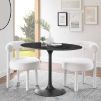 Everly Quinn Timeo Round Artificial Marble Dining Table