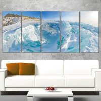 Design Art Blue Ice Mountains in Lake Baikal Siberia 5 Piece Wall Art on Wrapped Canvas Set