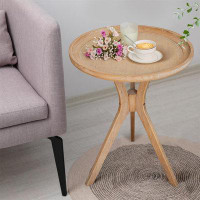 August Grove Quaint Farmhouse Style Wood Round End Table - Versatile, High Quality Material, Easy Assembly