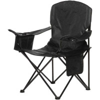 Arlmont & Co. Portable Folding Camping Chair with 4-can Cooler, Side Pocket, and Cup Holder with Carrying Bag