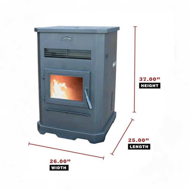 CLEVELAND IRON WORKS PS130W-CIW LARGE PELLET STOVE - 130 LBS HOPPER + SUBSIDIZED SHIPPING + 1 YEAR WARRANTY in Fireplace & Firewood - Image 3