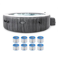 Intex Intex Purespa Plus Inflatable Bubble Jet Hot Tub and Replacement Filters (8 Pack)