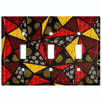 WorldAcc Metal Light Switch Plate Outlet Cover (Safari Pattern African Tribal Stained Glass Triangular Red Yellow   - Si