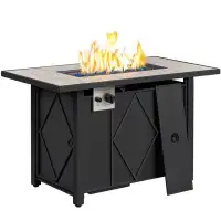 Red Barrel Studio Hounshell 25.5'' H x 43'' W Steel Propane Outdoor Fire Pit Table with Lid
