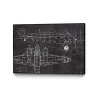 Clicart 'Plane Blueprint' by Marco Fabiano - Picture Frame Graphic Art Print on Paper