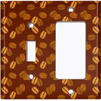 WorldAcc Metal Light Switch Plate Outlet Cover (Coffee Mocha Espresso Beans Brown - (L) Single Toggle / (R) Single Rocke